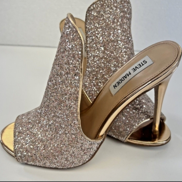 Rose Gold Blush Glitter Steve Madden Sz 8 - Picture 2 of 2